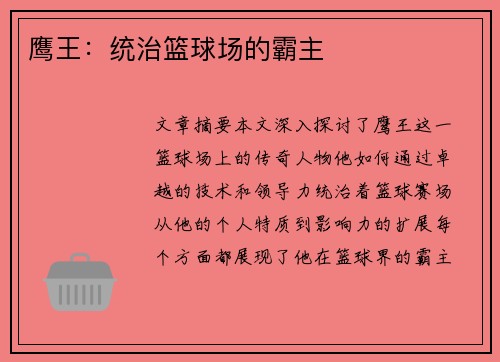 鹰王：统治篮球场的霸主